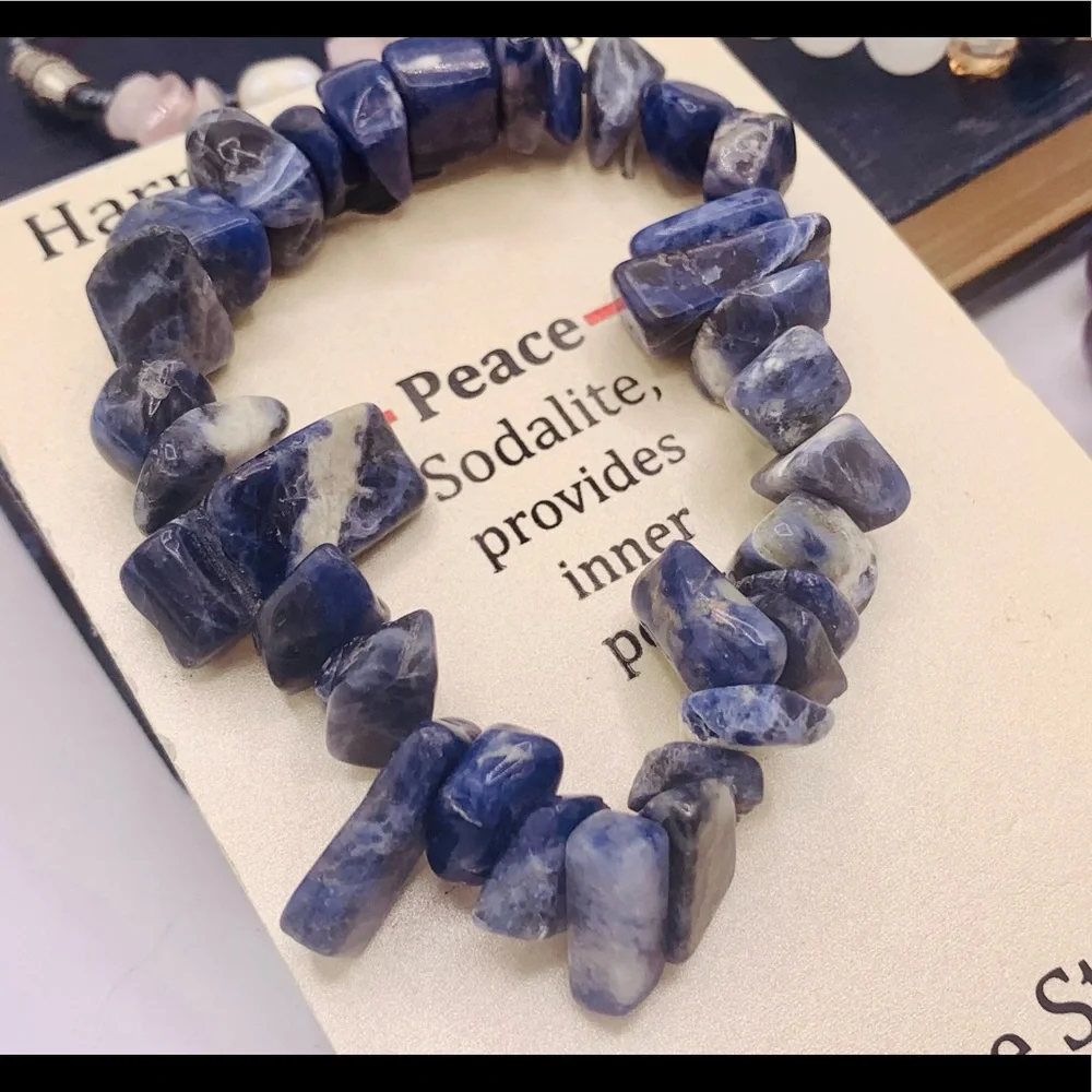 Four gemstone bead bracelets rose quartz amethyst sodalite